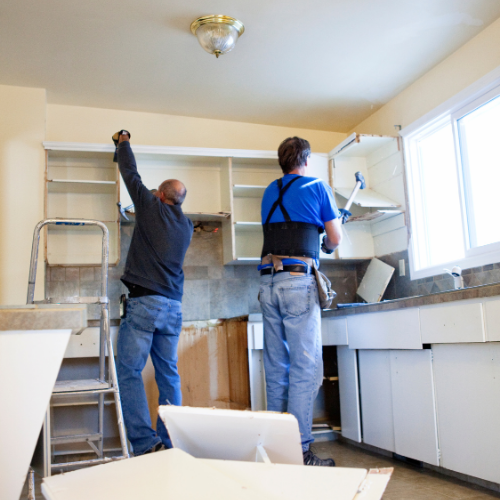 Symbole graphique évoquant la rénovation et l’aménagement de cuisines dans un contexte résidentiel  dans le Bas-Saint-Laurent